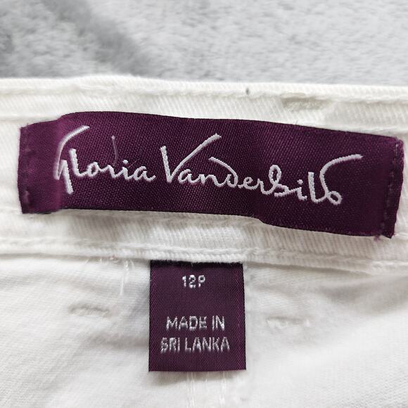 Gloria Vanderbilt Jeans Womens 12P PETITE White High Rise Straight Leg Stretch - Picture 7 of 14
